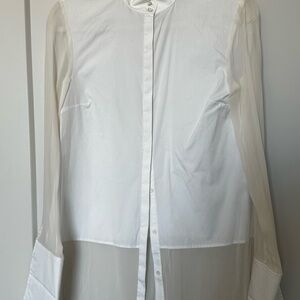 Karl Lagerfeld White Cotton Button Shirt with Care-Label Detail